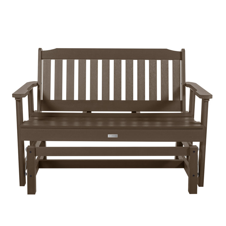 Weathered Acorn Poly Lumber Outdoor Glider Bench