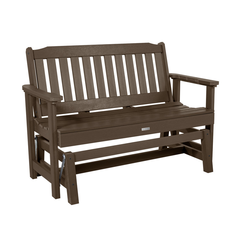 Weathered Acorn Poly Lumber Outdoor Glider Bench