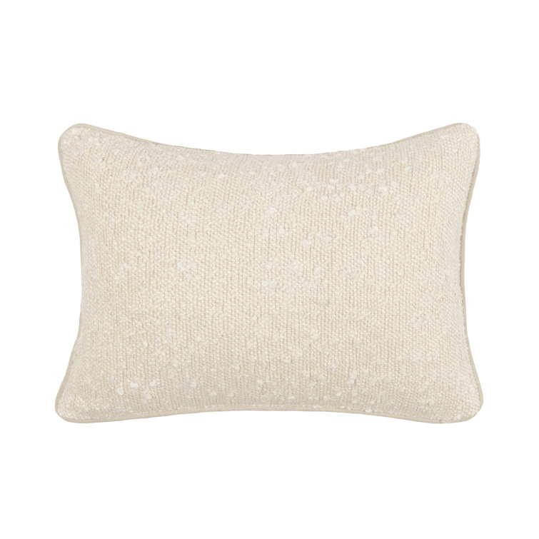 Ivory Rectangular Embroidered Cotton Blend Lumbar Pillow