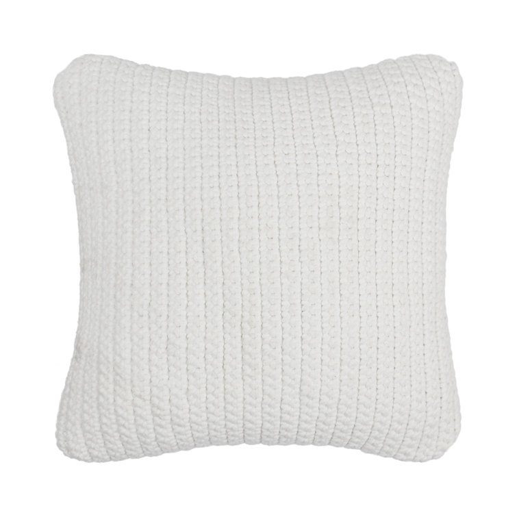 Henri White Braided Polyester Outdoor Pillow, 22" Square