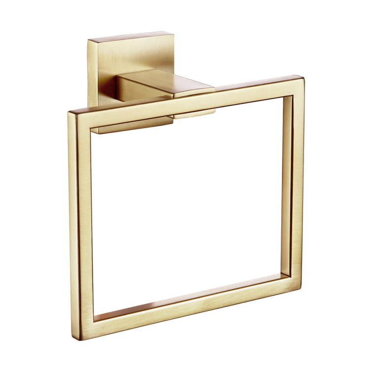Brushed Gold Stainless Steel Square Wall Mounted Towel Ring