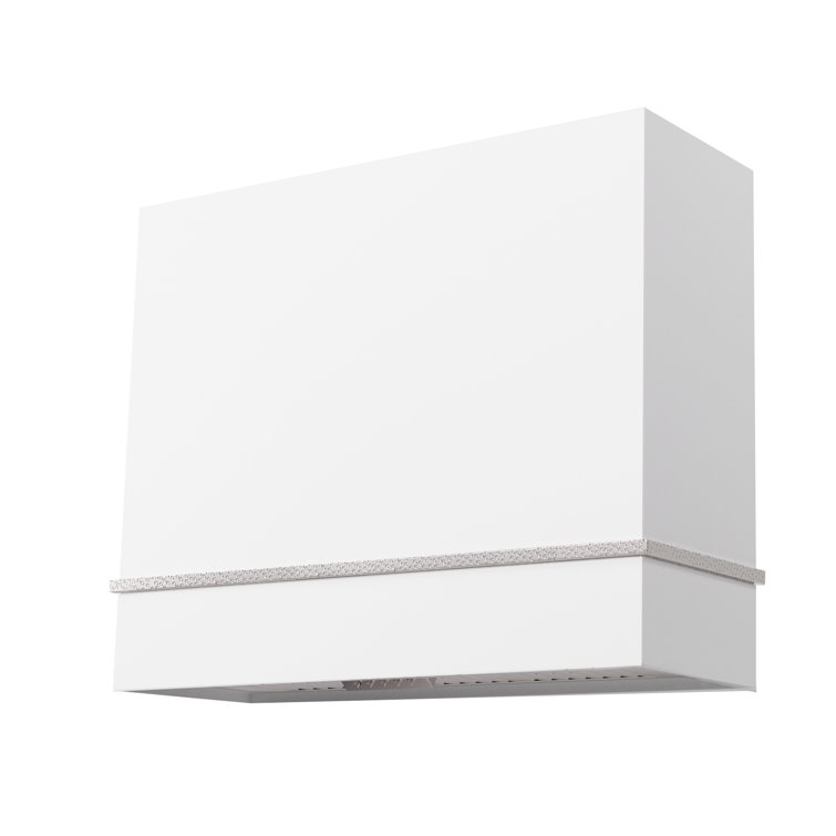 36'' White and Nickel Stainless Steel Wall Mounted Range Hood
