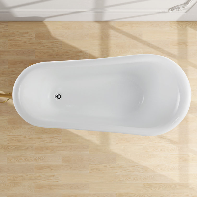 67" Red and White Acrylic Clawfoot Soaking Bathtub