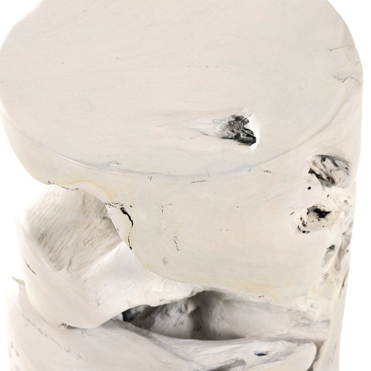 Modern Cream Teak Cube Stool - Indoor/Outdoor Versatile Design