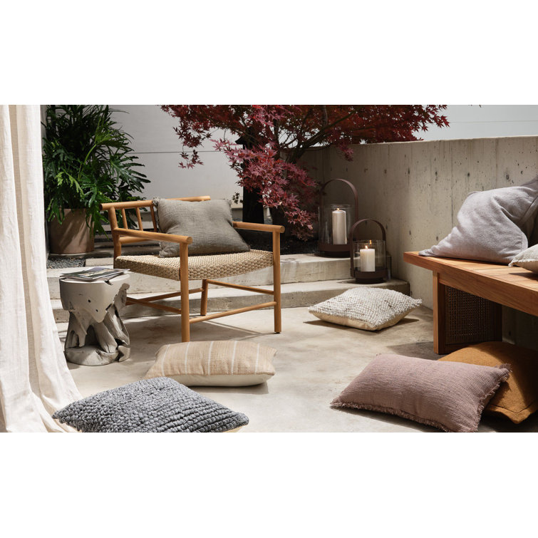 Modern Cream Teak Cube Stool - Indoor/Outdoor Versatile Design