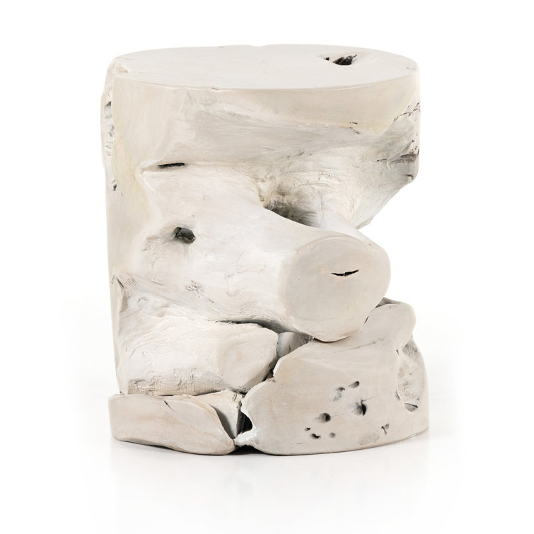 Modern Cream Teak Cube Stool - Indoor/Outdoor Versatile Design