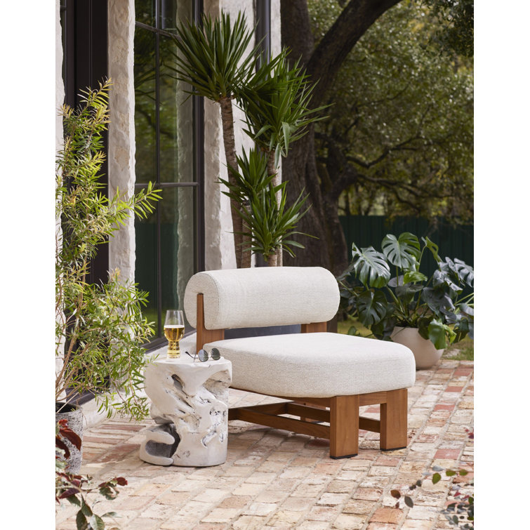 Modern Cream Teak Cube Stool - Indoor/Outdoor Versatile Design