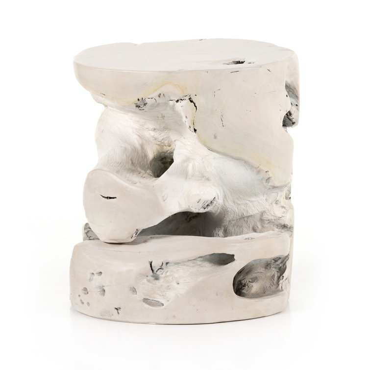 Modern Cream Teak Cube Stool - Indoor/Outdoor Versatile Design