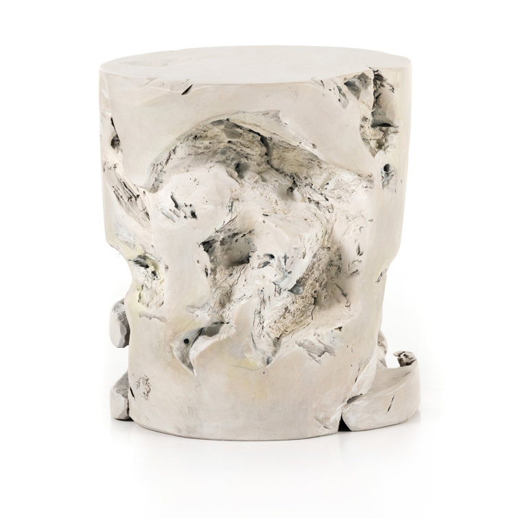 Modern Cream Teak Cube Stool - Indoor/Outdoor Versatile Design
