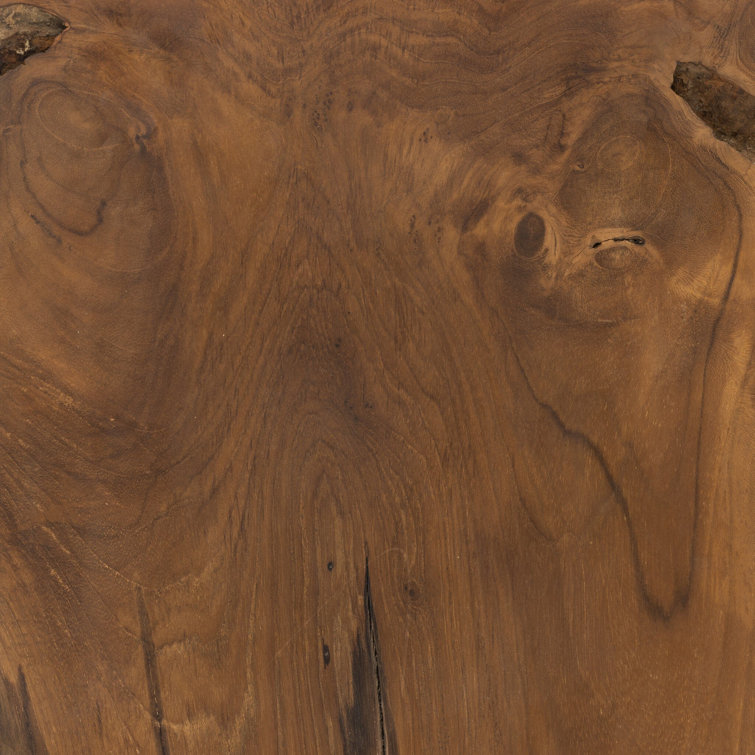 Modern Teak Root 12" Square Stool in Rich Brown