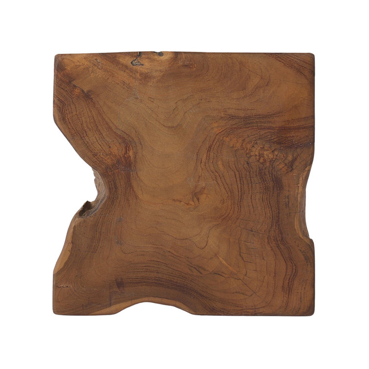 Modern Teak Root 12" Square Stool in Rich Brown