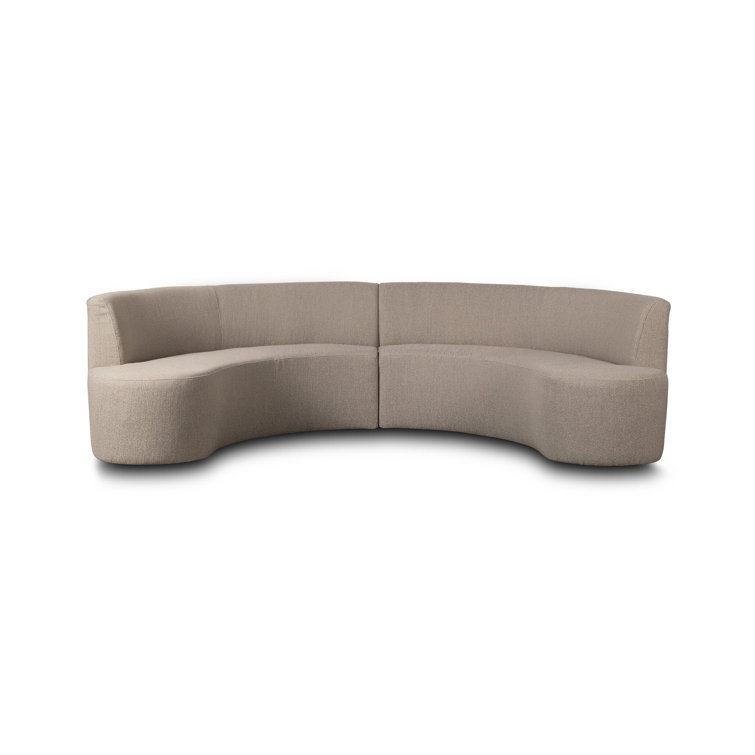 Taupe Performance Fabric Curved Dining Banquette Bench