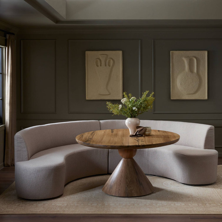 Taupe Performance Fabric Curved Dining Banquette Bench