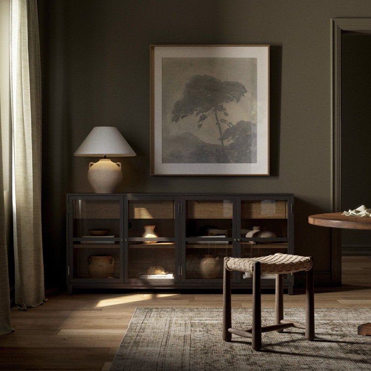 Millie Contemporary 78'' Matte Black Oak Sideboard
