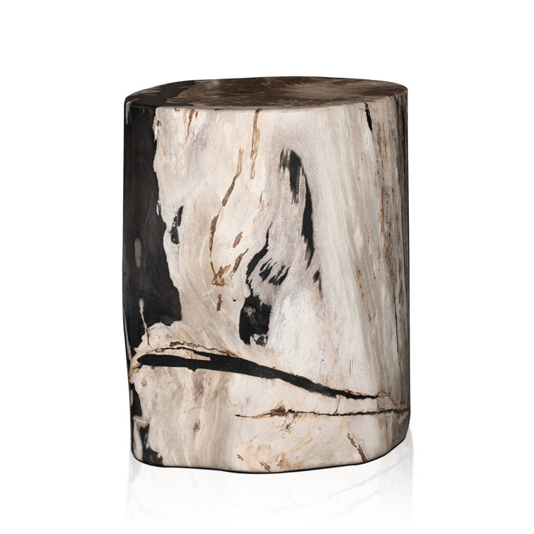 Light Petrified Wood Round End Table