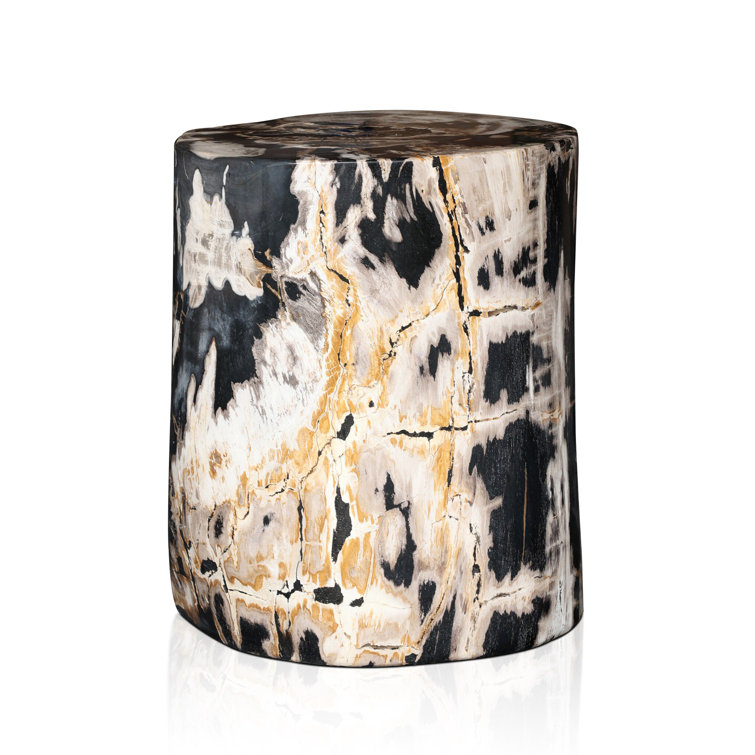 Light Petrified Wood Round End Table
