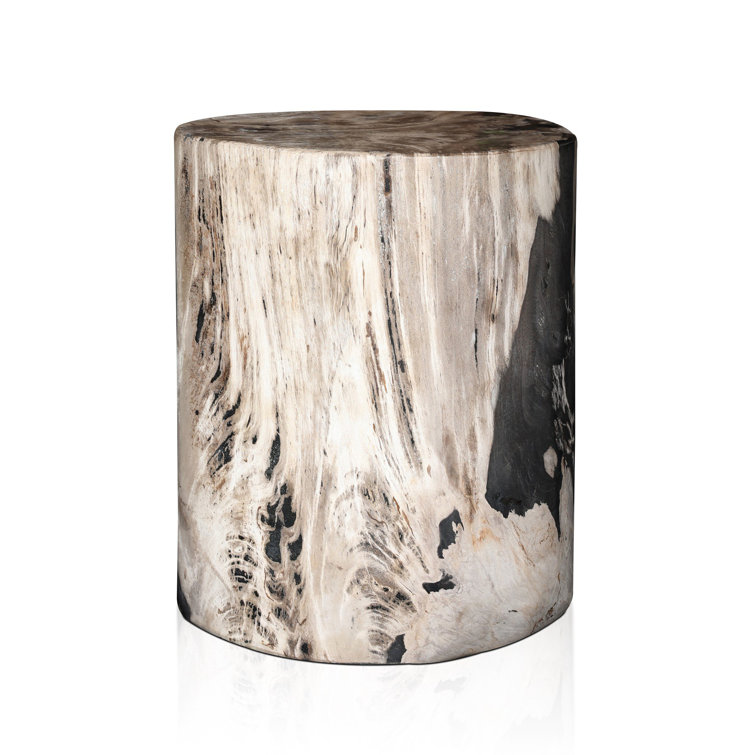 Light Petrified Wood Round End Table