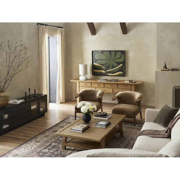 Beige Fabric Two-Piece Sectional Sofa with Wood Legs