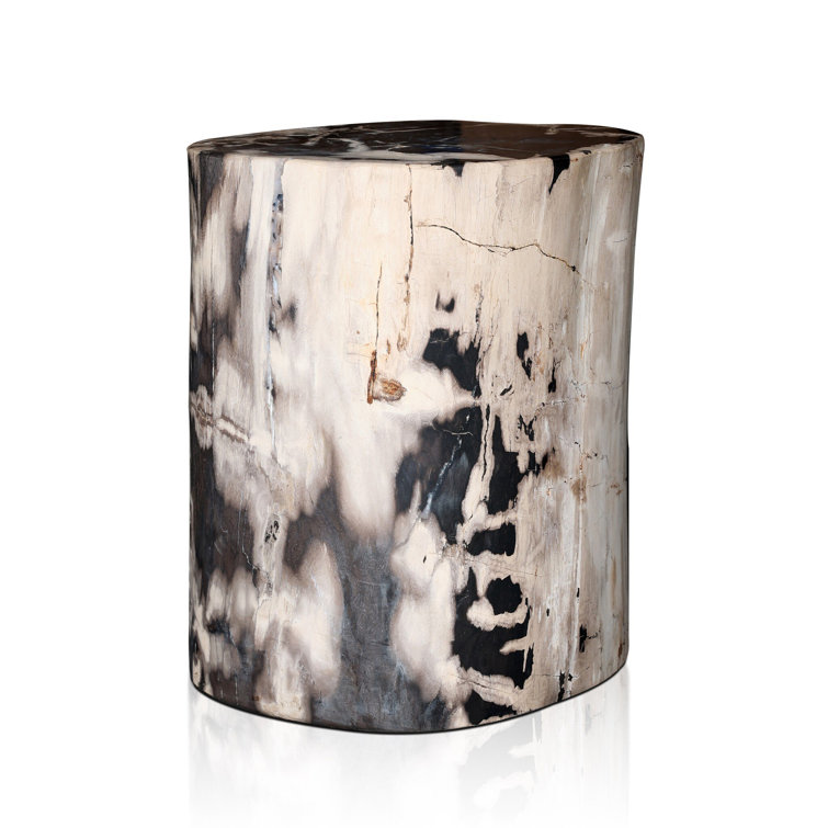 Light Petrified Wood Round End Table