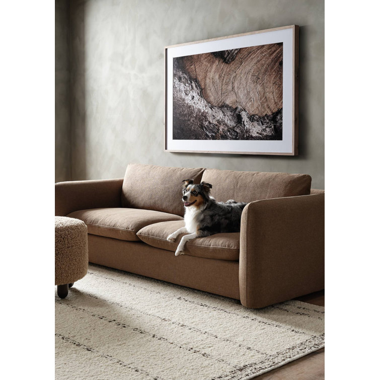 Aniston 22.5'' Ivory Sheepskin Round Ottoman with Wire-Brushed Legs
