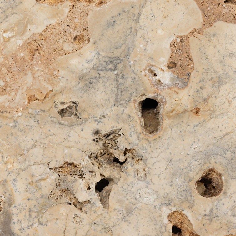 Square Brown and Gray Travertine End Table