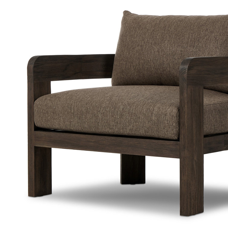 Ellor Brown Solid Teak Outdoor Lounge Chair with Cushion