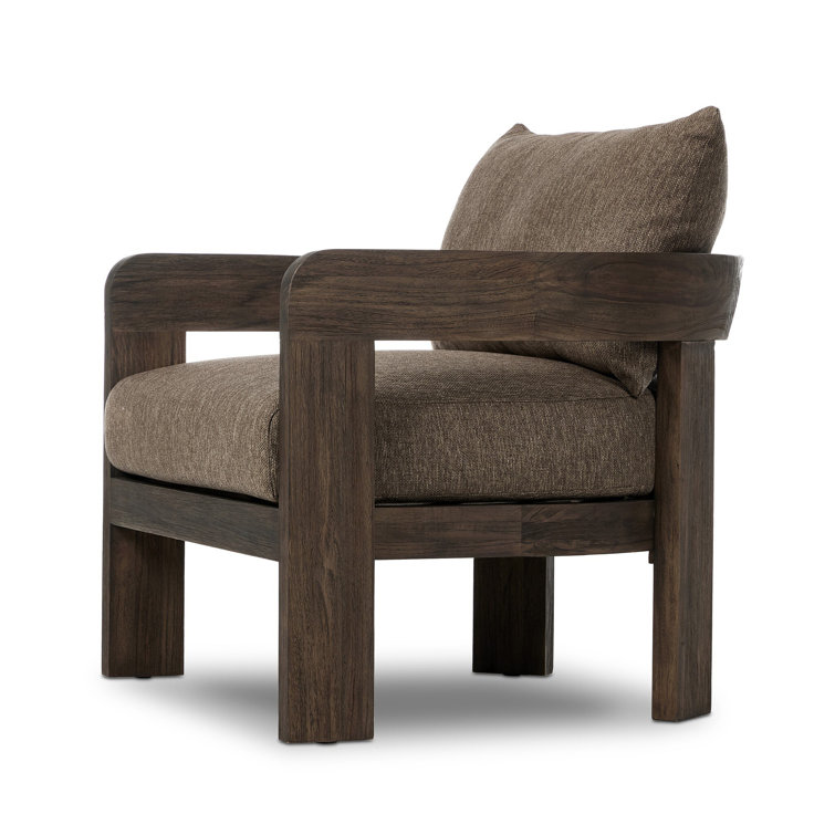 Ellor Brown Solid Teak Outdoor Lounge Chair with Cushion