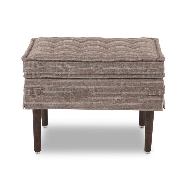 Bark Tufted Square Ottoman with Wood Legs, 24"