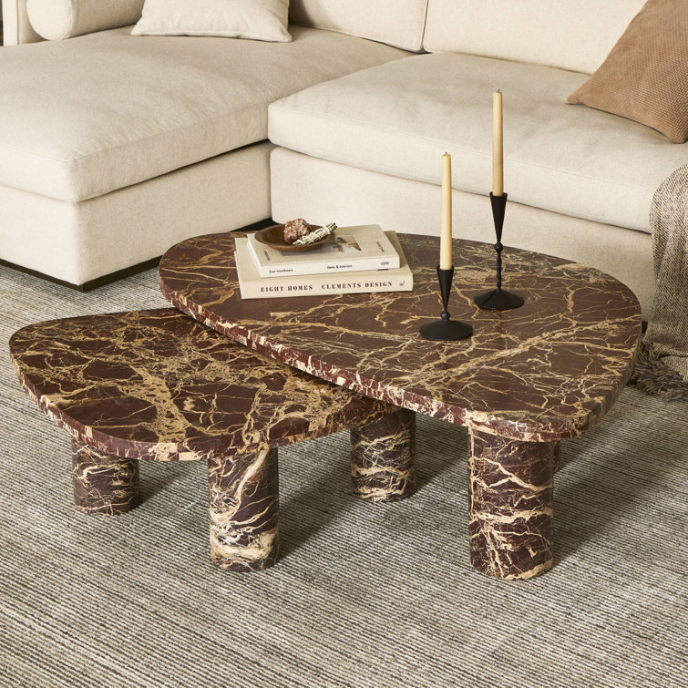Zion Cream Marble Nesting Coffee Table Set