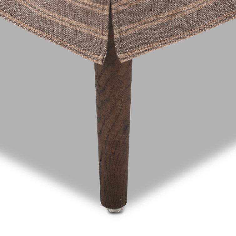 Bark Tufted Square Ottoman with Wood Legs, 24"