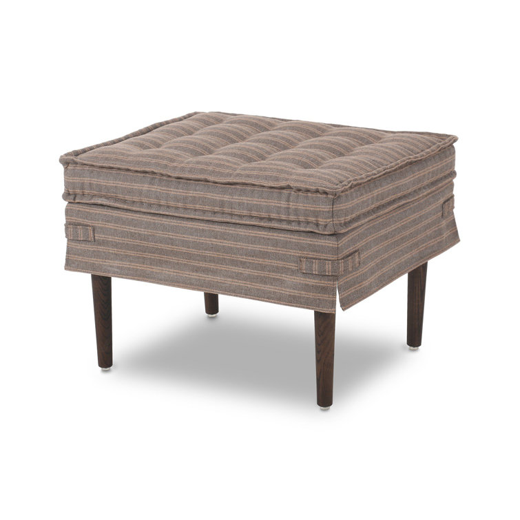 Bark Tufted Square Ottoman with Wood Legs, 24"