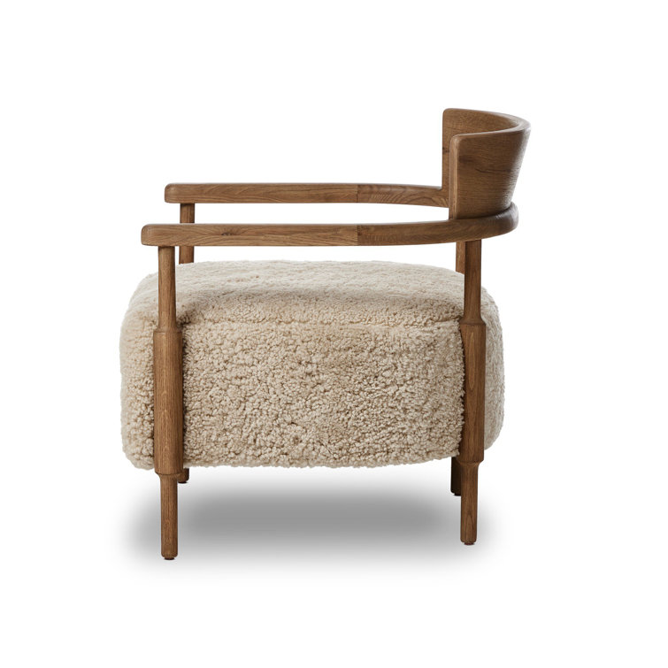 Amber Lewis Brown Oak Lounge Chair with Shearling Cushion