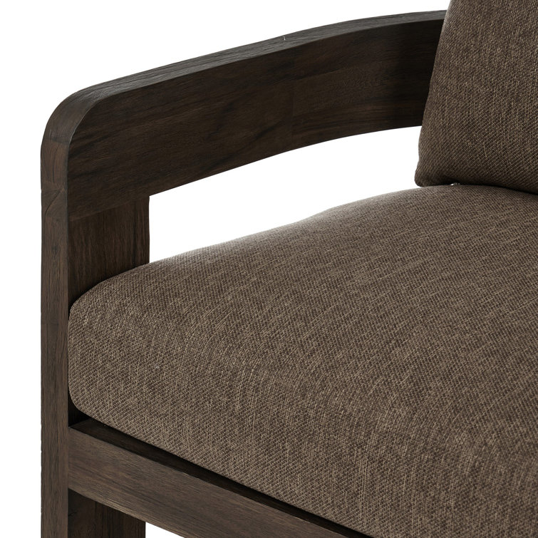 Ellor Brown Solid Teak Outdoor Lounge Chair with Cushion