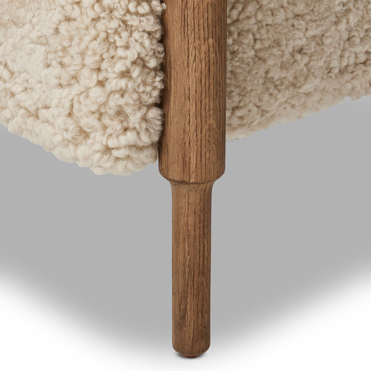 Amber Lewis Brown Oak Lounge Chair with Shearling Cushion