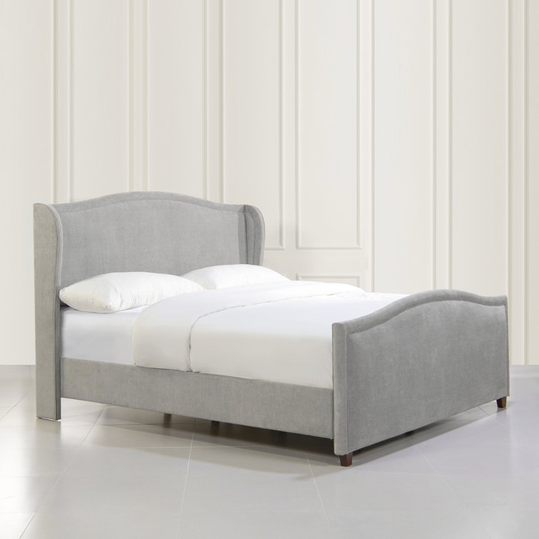 Carmen King Silver Grey Upholstered Pine Bed Frame