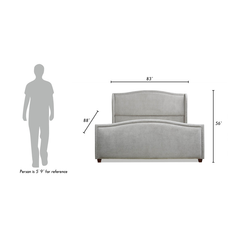 Carmen King Silver Grey Upholstered Pine Bed Frame