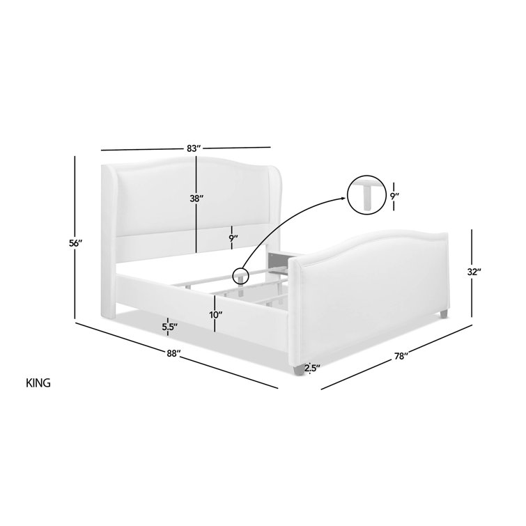 Carmen King Silver Grey Upholstered Pine Bed Frame