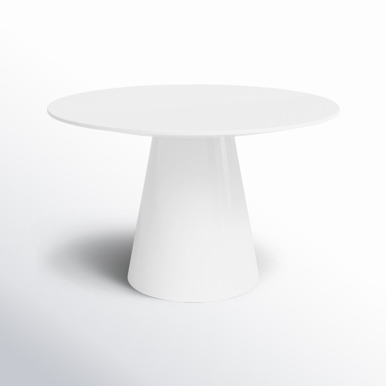 Matte White Round Pedestal Dining Table with MDF Finish