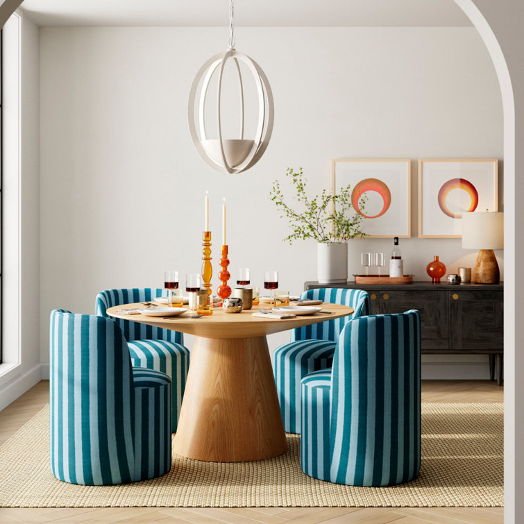 Barra 53" Round Natural Wood Contemporary Dining Table