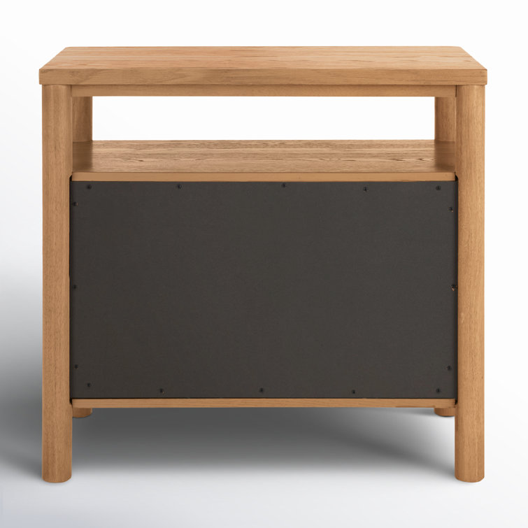 Natural Oak 1-Drawer Nightstand with Antique Bronze Handle