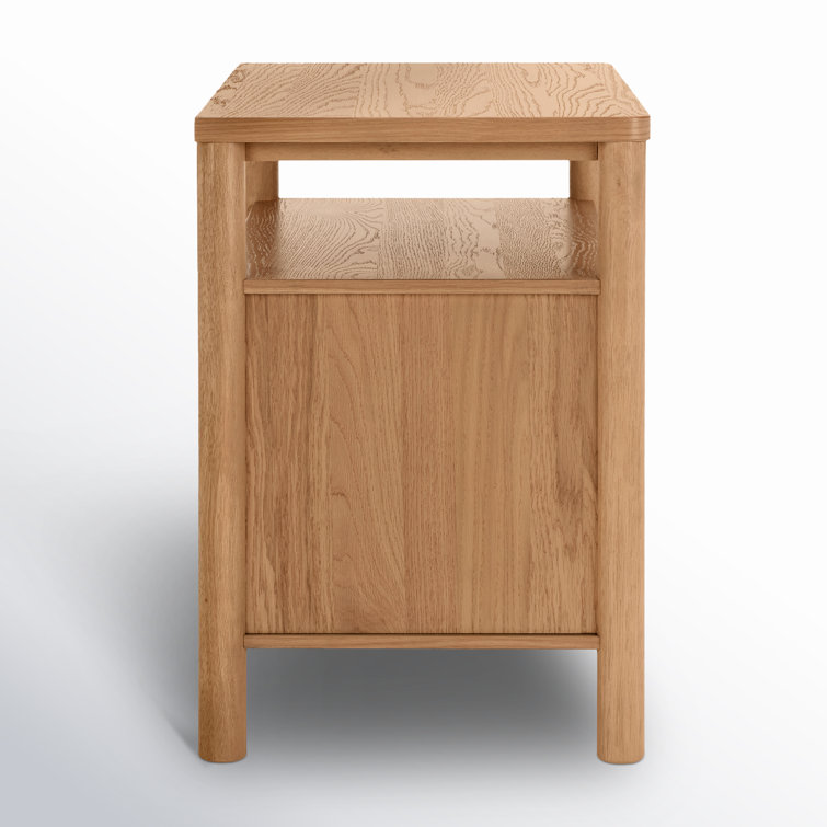 Natural Oak 1-Drawer Nightstand with Antique Bronze Handle