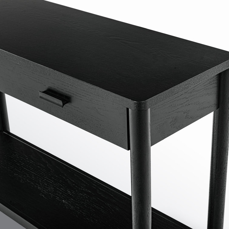 Jaylessa Black Wood and Metal Console Table with Storage