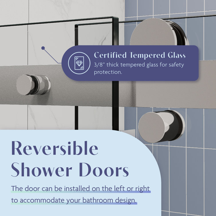 Chrome Frameless Sliding Shower Door with Clear Tempered Glass