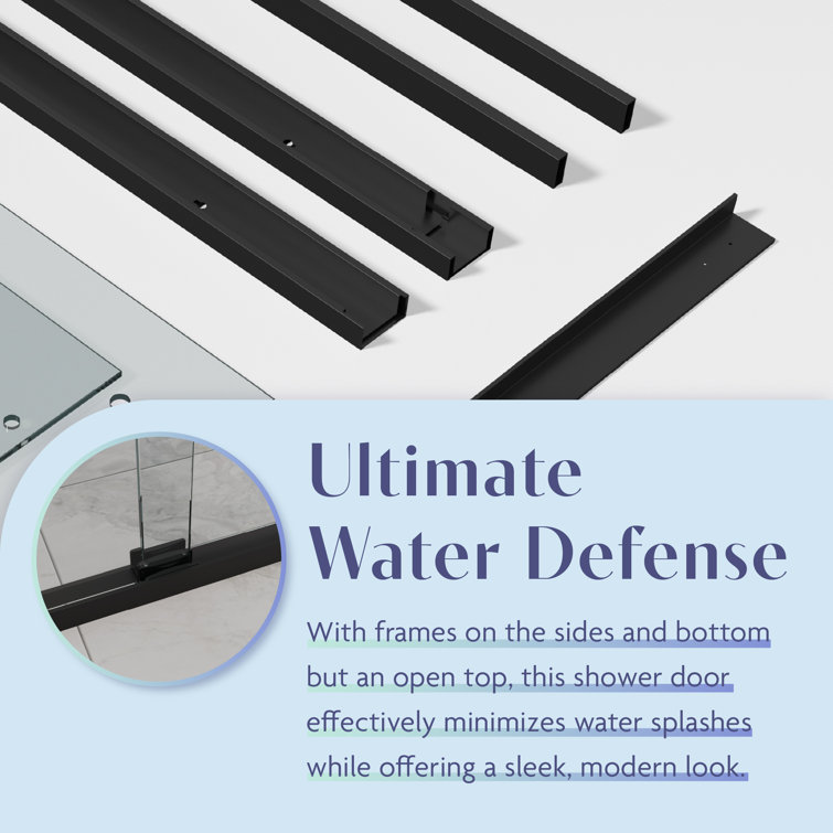 Matte Black 48" Contemporary Frameless Double Sliding Shower Doors