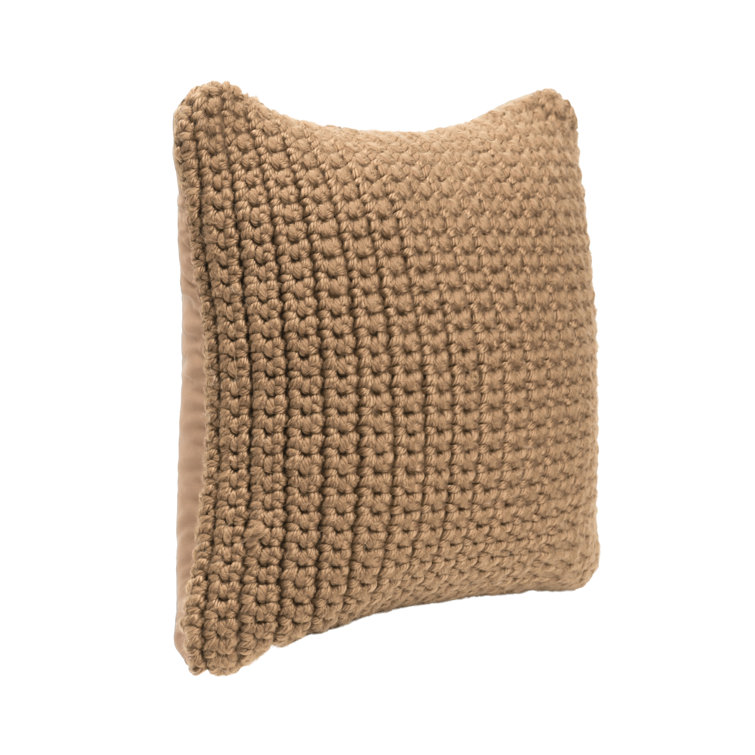 Amber Yellow 22" Square Braided Polyester Outdoor Pillow