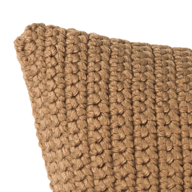 Amber Yellow 22" Square Braided Polyester Outdoor Pillow