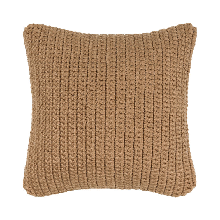 Amber Yellow 22" Square Braided Polyester Outdoor Pillow