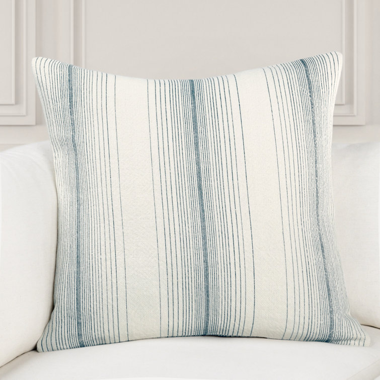 Capri Blue and White Striped Linen Cotton Pillow Cover