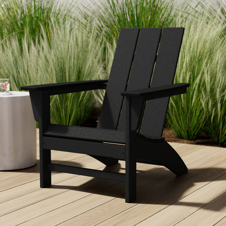 Syracuse Modern Black POLYWOOD Adirondack Outdoor Chair
