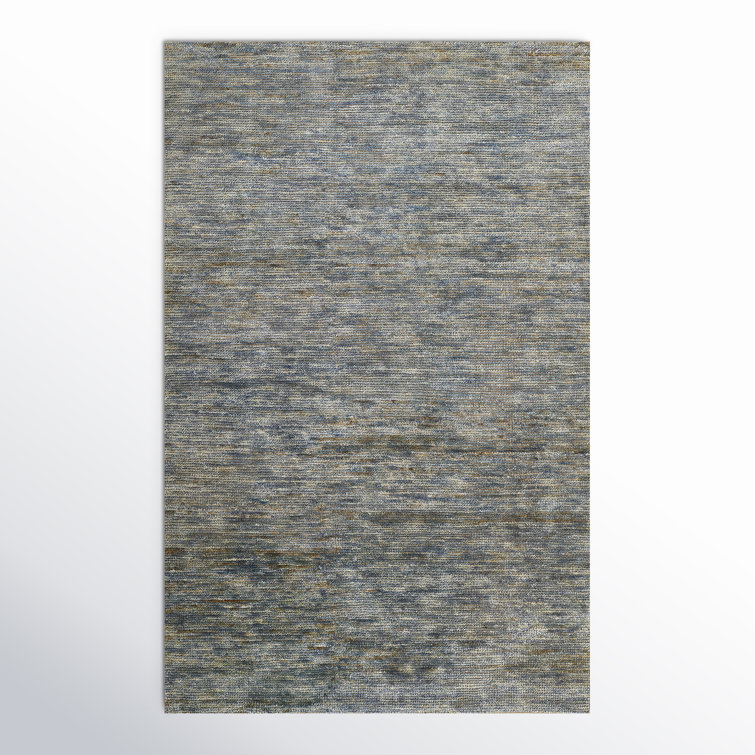 Blue Hand-Knotted Abstract Wool and Cotton Rug 2' x 3'